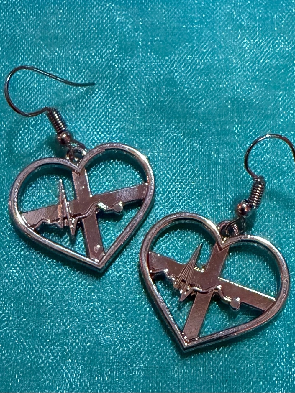 Silver Heart Rhythm Design Earrings